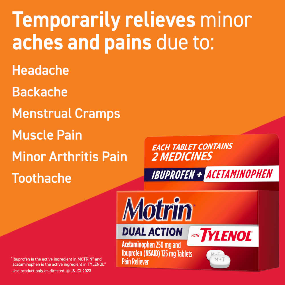 MOTRIN Dual Action With TYLENOL Acetaminophen And Ibuprofen MOTRIN 